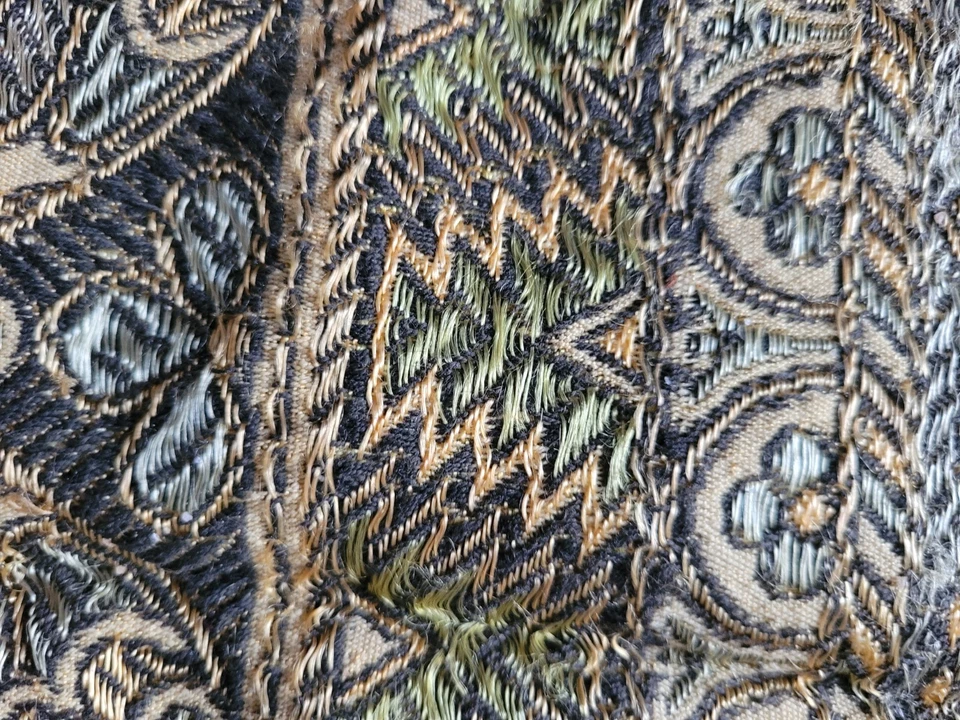 Ancienne Nappe frangée en soie Alger début XXe siècle Calligraphie Et Rosace - Photo 4/4