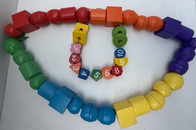 Wooden Bead Lacing Activity Toy Numbers 1-10 Multicolor Hand-Eye Memory