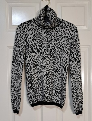 VICTOR GLEMAUD Cheetah Leopard Pullover Sweater Turtleneck Long Sleeve Wool S