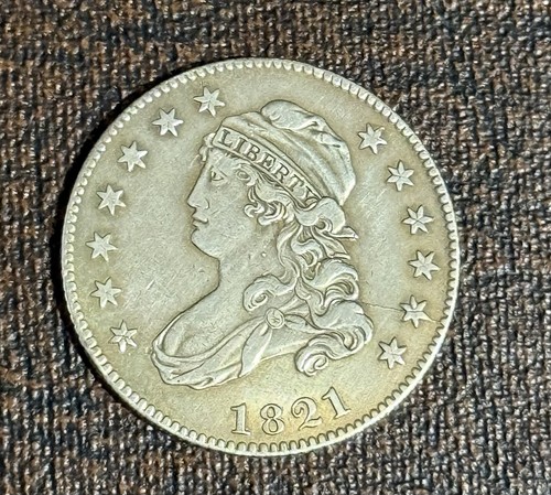 1821 Capped Bust Quarter 25c B-3 Early Silver Coin Higher Grade XF+ Details - Picture 1 of 2