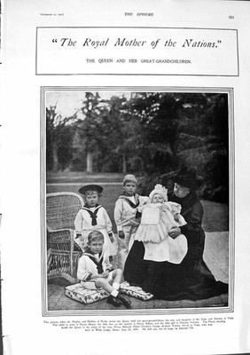 Original Old Antique Print 1900 Queen Victoria Henry David Albert Eleanor Eden