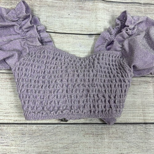 The Little Mermaid Purple Glitter Girls Two Piece Swimsuit Size S 6/7 - Picture 3 of 15