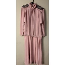 Vtg Ursula Of Switzerland Women's Elegant Mother Of Bride Bead Dress Size 9/10