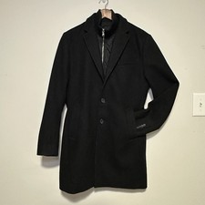 Banana Republic Men's Black Overcoat Button Zip Closure Lined Medium