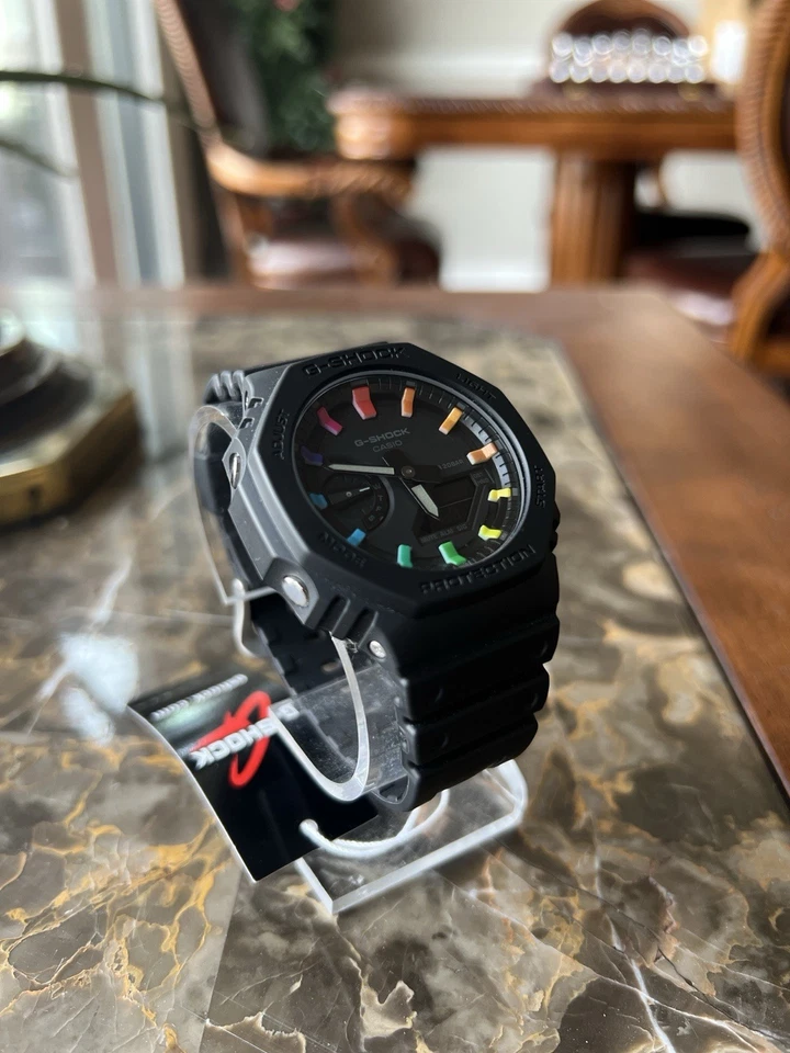Специальный Casio G-Shock GA-2100-1A1 черный и Rainbow час/индекс маркеры мод из США - Изображение 2 из 3