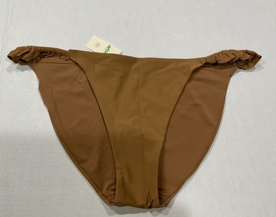 Aerie Swim Bikini Bottom Light Brown Size Medium NWT Ruffle Detail