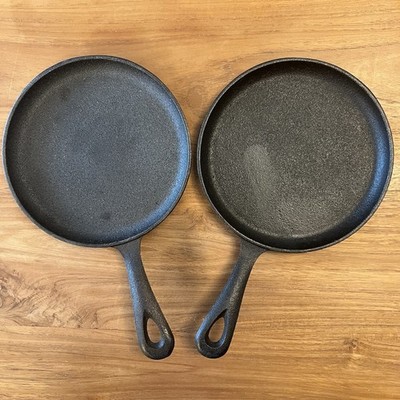 Set Of 2 Cast Iron Skillet Comal Griddles 6 Inch For Tortillas Eggs Pancakes