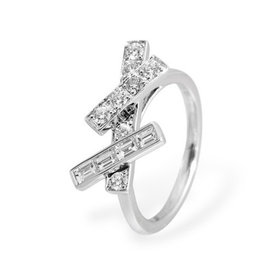 GRAFF Faden Ring 18k Weißgold Diamant US4 RGR849 Gebraucht