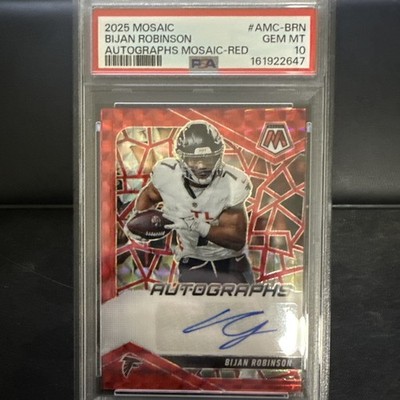 Bijan Robinson Auto Red /199 2025 Panini Mosaic In Focus Signatures PSA 10