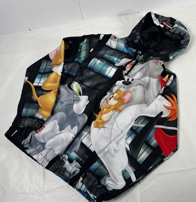 Tom & Jerry Members Only Hooded Insulated Jacket Men s Large All Over Print