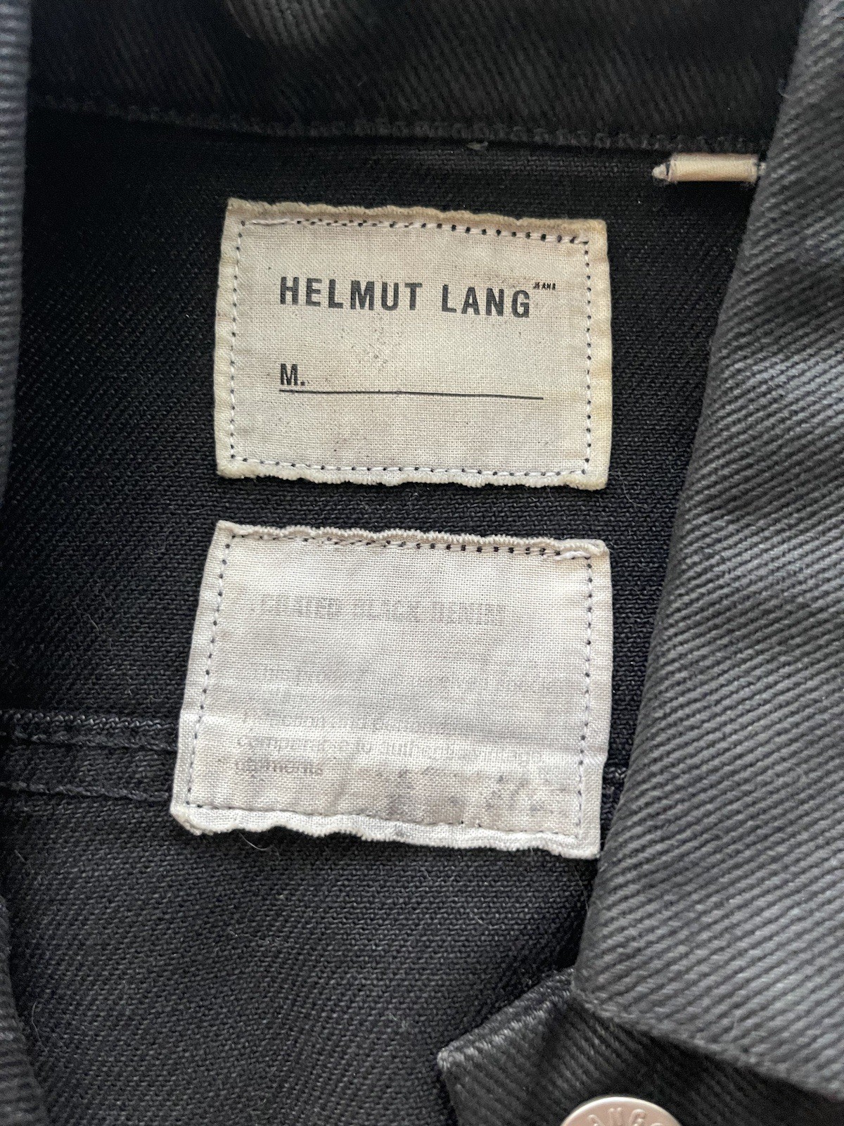 Rare 1999 Helmut Lang Coated Black Denim Trucker Jacket - Medium image 3