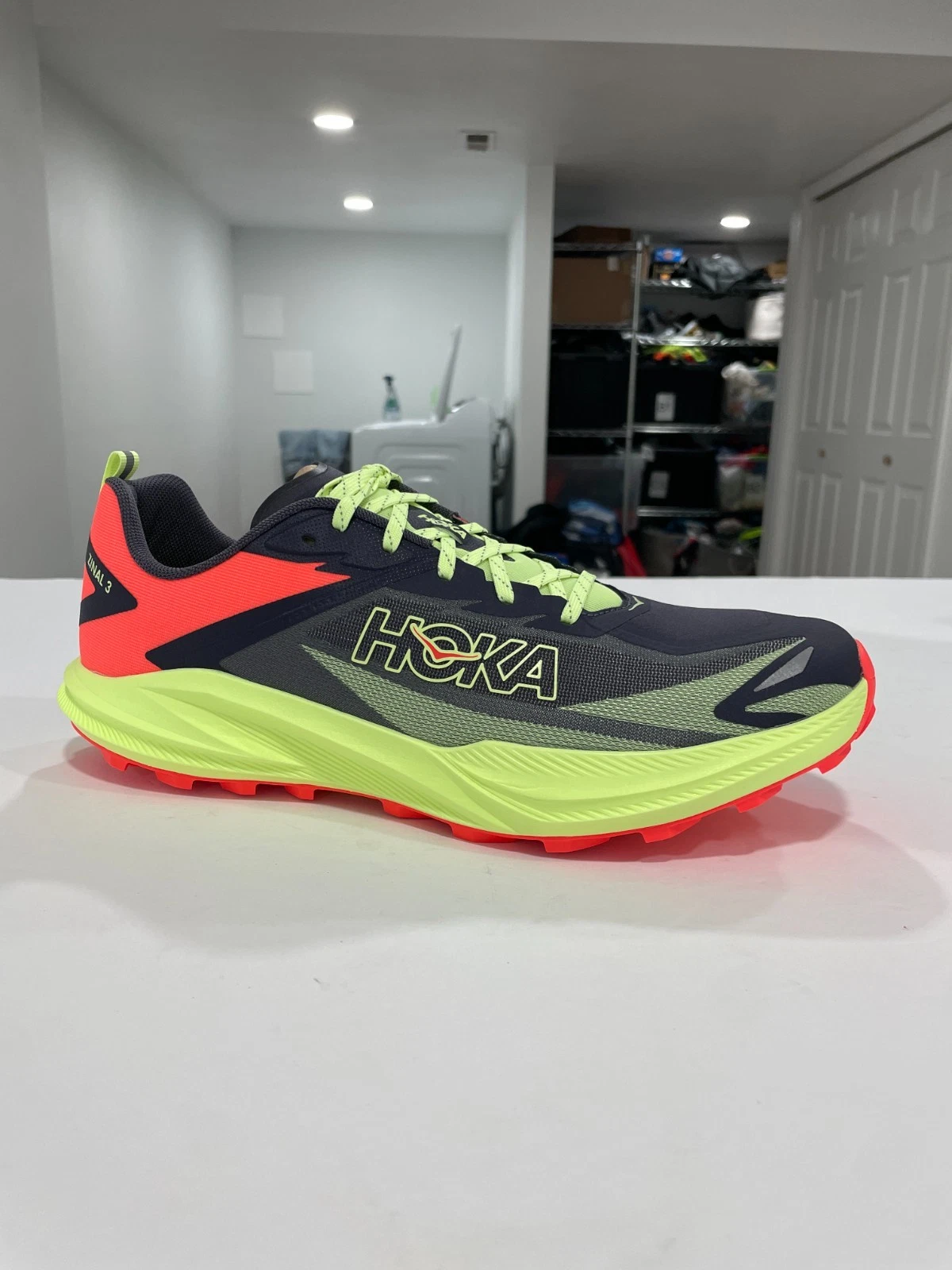 Hoka One One Zinal 3 Trail Running Shoes Men Size 12.5 D Neon Yuzu 1171951-SNKN