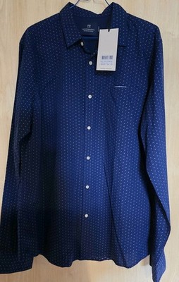 Scotch & Soda Herren Hemd XL Regular Fit Blau Gemustert NEU mit Etikett...