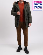 RRP €325 GAS Lions Parka Giacca US40 IT50 L Imbottita Pelliccia di Procione con Cappuccio