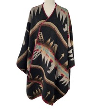 Soft Surroundings Southwest-Inspired Poncho One Size Wool Blend Made in USA OS