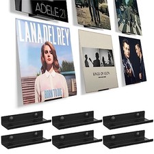 BiJun Vinyl Wall Mount 6 Pack, Black Metal Record Holder Wall Display Shelf