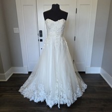 Wtoo By Watters Sample Wedding Dress Strapless Lace Tulle Sz 10