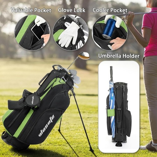 14 Way Top Dividers Golf Stand Bag w/Stand 6 Pockets, Dual Strap with Rain Cover - Picture 5 of 7