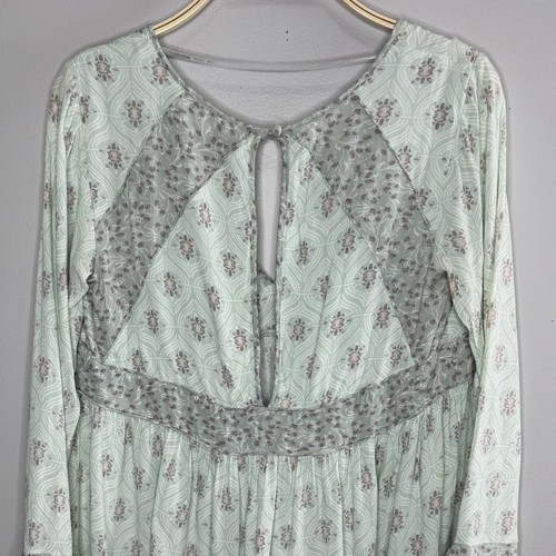 Top tunica Free People Rolling Hills manica a campana piccolo verde menta boho - Foto 9 di 13