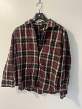Timberland Chemise homme flanelle à carreaux bordeaux manches longues M