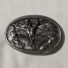 Vtg 1983 Bergamot Brass Works Signed 3D Big Buck Deer Belt Buckle