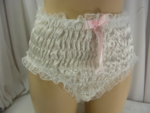 sissy WHITE satin elastic ruched mens panties knickers underwear lingerie ,b95 - Picture 3 of 4