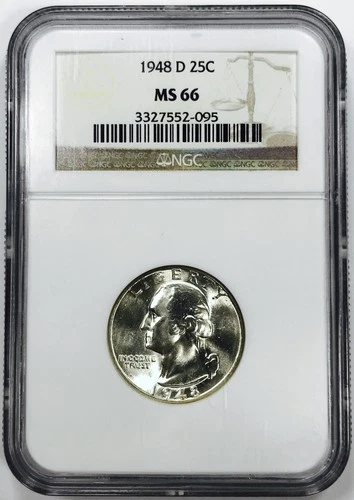 *1948 D WASHINGTON QUARTER* *NGC MS66* *POPULATION RARITY* NR #G3753