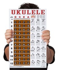 Laminated Ukulele Fretboard Notes  Easy Beginner Chord Chart 11"x17" Instruc...