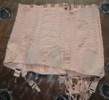 Ancien corset gaine porte-jartelles rose saumon