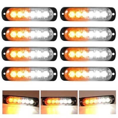 8-Pack 6 LED Sync Feature Strobe Lights Vehicles Trucks 8 Pieces Amber/White
