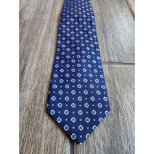 Brooks Brothers Mens Silk Tie Navy Blue Geometric Pattern Made in USA NWT