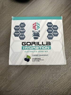 Gorilla Mind Hydration 30 Packets  Cherry Blackout - 3,073mg Electrolytes 
