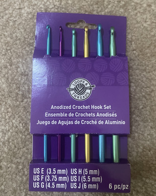 LOOPS & THREADS ANODIZED CROCHET HOOK SET E F G 6 PIECE NEW