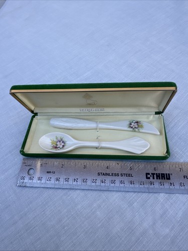 Vintage Nachlass Verkauf Fund verpackt Donegal Irish Parian China Gelee Löffel Messer Set - Bild 6 von 8