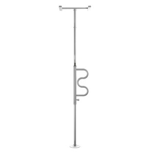 Details About Bathroom Security Pole And Curved Grab Bar Adjustable Floor To Ceiling In White