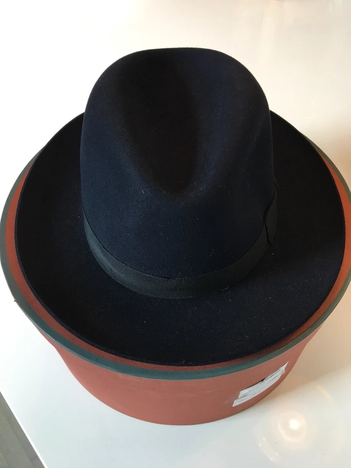 $700 Loro Piana Hombre Azul Burt Cashfelt Sombrero Talla 57 cm, 22 3/8” Hecho en Italia Foto 2 de 4