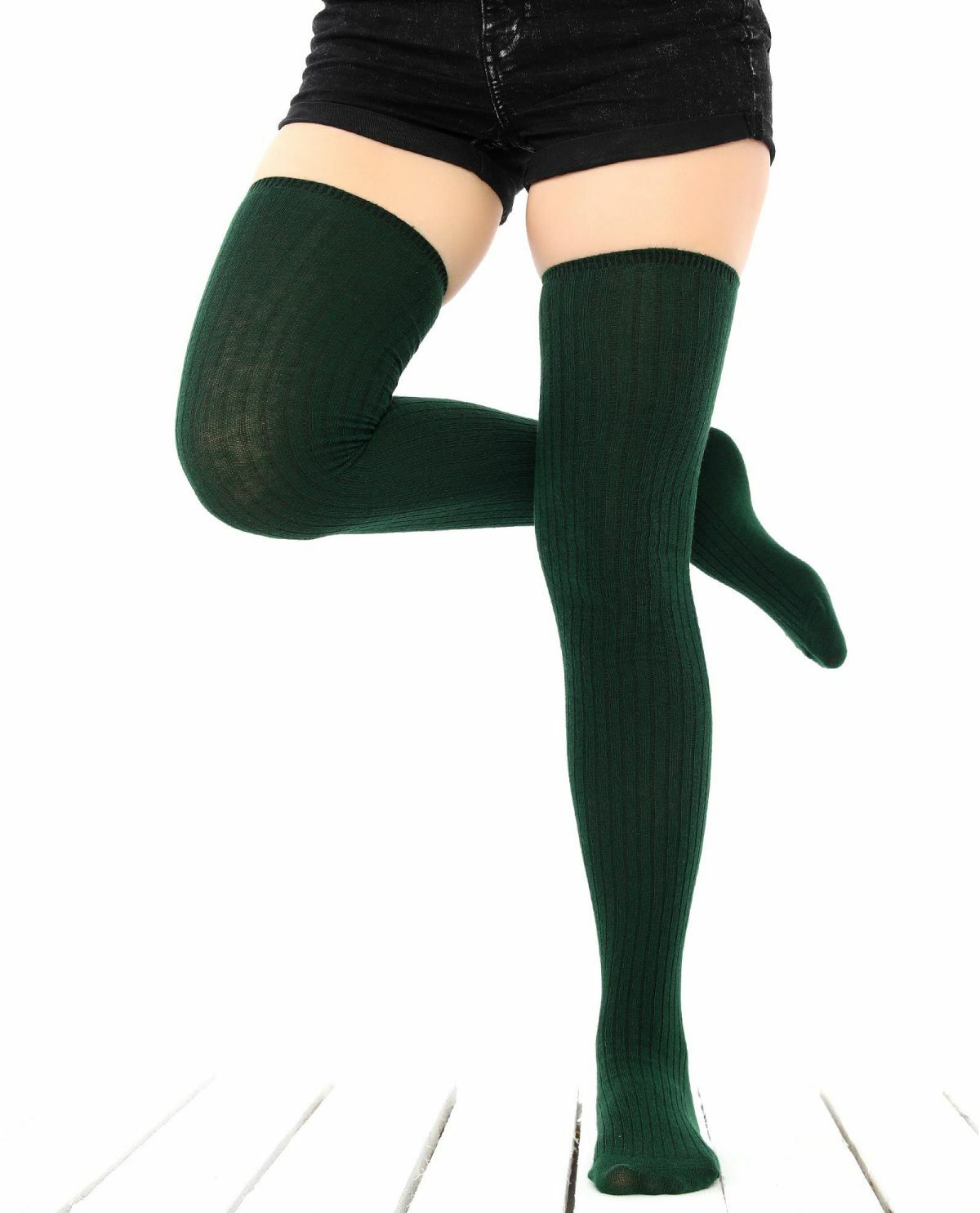 Women's Extra Long Thigh High Socks, Christmas Green Knee Socks, Over Knee Sock eBay