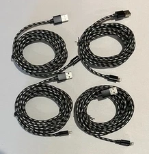 4x 10 Foot Charger Cable For iPhone 11/X/8/7/SE Nylon Braided 10 Feet 10ft Cord