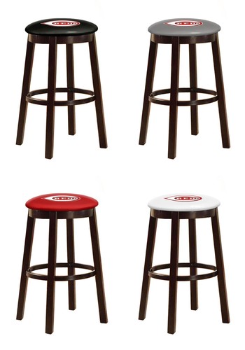 MLB Bar Stool 24" or 28" Espresso Wood w/Colored Vinyl Baseball Team Logo Swivel - Picture 9 of 34