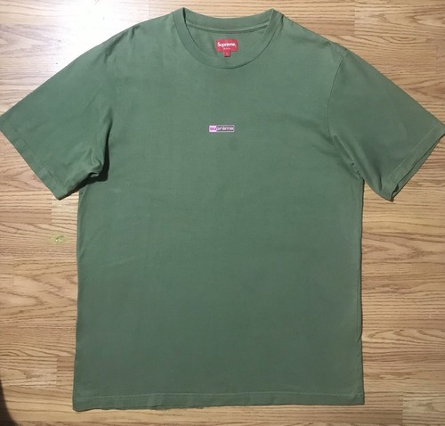 Supreme Mens L Overprint Small Box Logo T-Shirt Olive Green Heavy Cotton Jersey - Picture 13 of 13