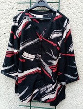 Damen Bluse Gr. 42 Schwarz-Beige-Rot nagelneu