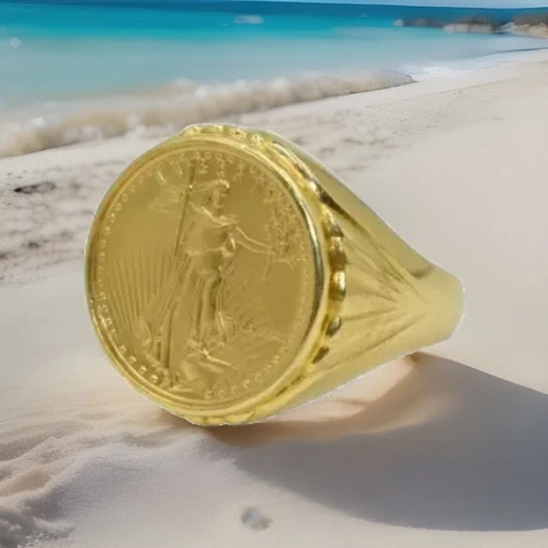 Mens 22K Gold 1987 1/10 OZ American Eagle Liberty Coin Signet Solid Ring Sz9 13g