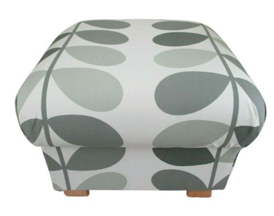 Hocker mit Stauraum Pouf Fußstück Akzent Blumen Pfauen türkis ocker blau grau