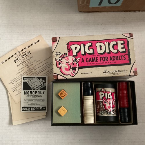 Pig Dice, 1942, 1st Edition, Parker Brothers - See Photos COMPLETE! - Picture 4 of 4