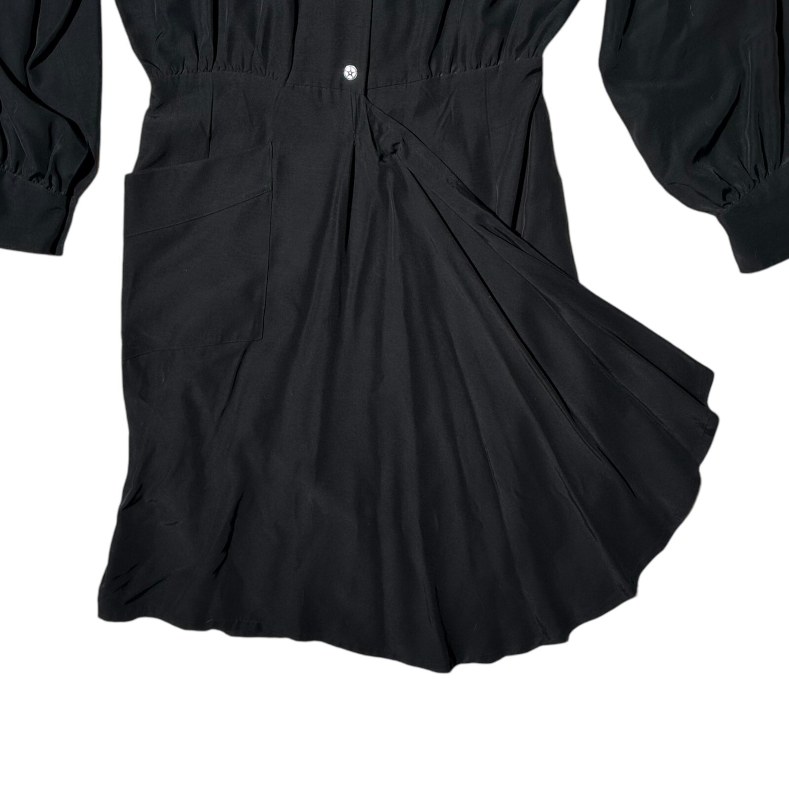 Vintage Thierry Mugler Black Dress Size 44 Collared 1980s 80s Bergdorf Goodman image 4
