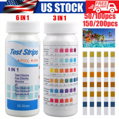 200PCS Chlorine Dip Test Strips Swimming Pool Water SPA Hot Tub PH Tester Paper*