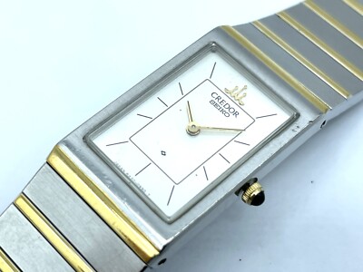 Vintage SEIKO Credor Quartz Ladies 22kSGP Two tone Watch White