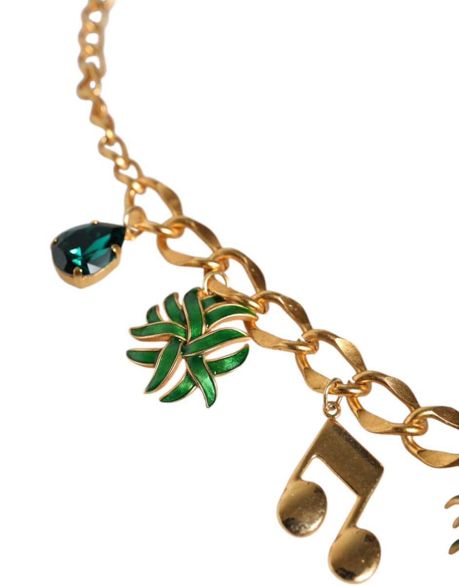 アクセサリー D&G DOLCE & GABBANA Necklace Gold Tone Brass Chain Pineapple