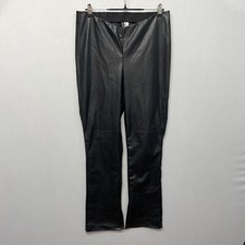H M Divided Women Pull On Faux Leather Pants Size Large Bootcut Black M276 -15