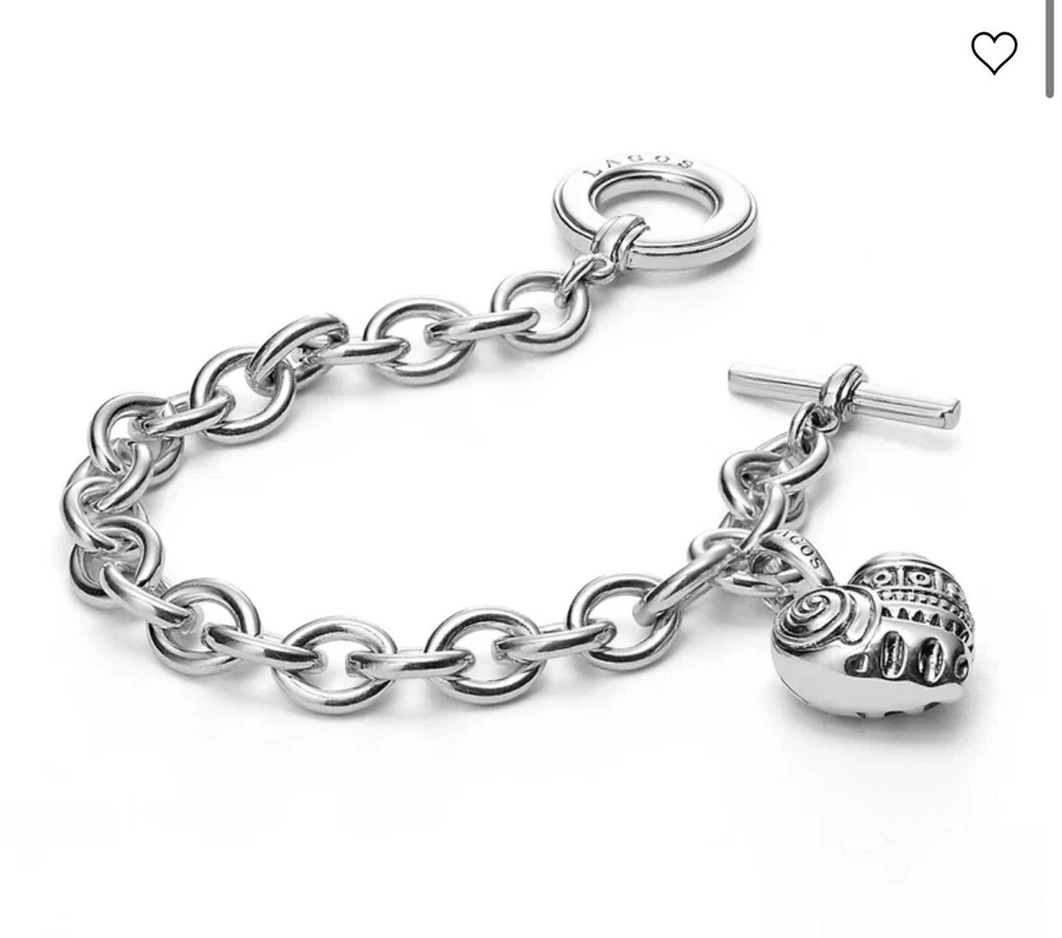 "Brazalete con palanca Heart of Lagos de plata de ley 925 Philadelphia Charm 6,5""" Foto 3 de 4